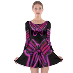 Purple Neon Butterfly Long Sleeve Skater Dress by Valentinaart