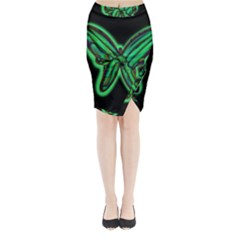 Green Neon Butterfly Midi Wrap Pencil Skirt by Valentinaart