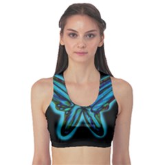 Blue Butterfly Sports Bra by Valentinaart