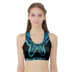 Blue Butterfly Sports Bra With Border by Valentinaart