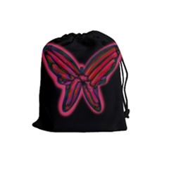 Red Butterfly Drawstring Pouches (large)  by Valentinaart