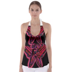 Red Butterfly Babydoll Tankini Top by Valentinaart