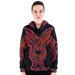 Red Butterfly Women s Zipper Hoodie by Valentinaart