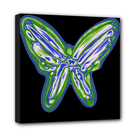 Green Neon Butterfly Mini Canvas 8  X 8  by Valentinaart