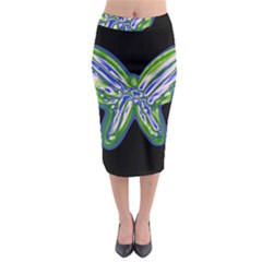 Green Neon Butterfly Midi Pencil Skirt by Valentinaart