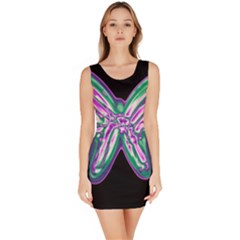 Neon Butterfly Sleeveless Bodycon Dress by Valentinaart