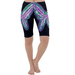 Neon Butterfly Cropped Leggings  by Valentinaart