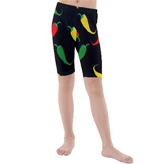 Chili Peppers Kid s Mid Length Swim Shorts by Valentinaart