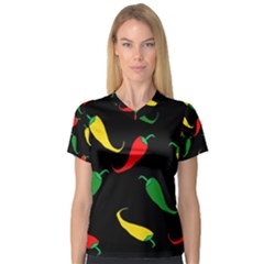 Chili Peppers Women s V-neck Sport Mesh Tee