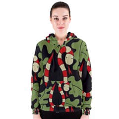 Red Cartoon Snake Women s Zipper Hoodie by Valentinaart