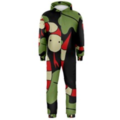 Red Cartoon Snake Hooded Jumpsuit (men)  by Valentinaart