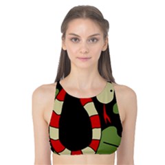 Red Cartoon Snake Tank Bikini Top by Valentinaart