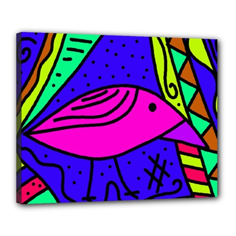 Pink Bird Canvas 20  X 16  by Valentinaart