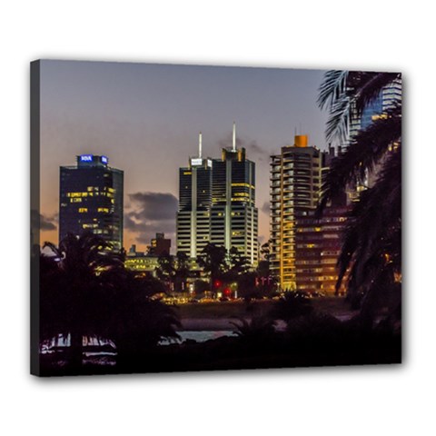 Montevideo Cityscape Scene At Twilight Canvas 20  X 16  by dflcprints