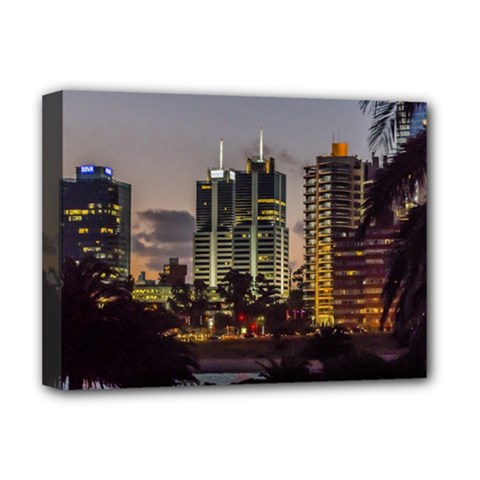 Montevideo Cityscape Scene At Twilight Deluxe Canvas 16  X 12   by dflcprints