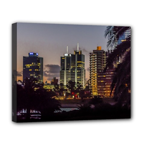 Montevideo Cityscape Scene At Twilight Deluxe Canvas 20  x 16  