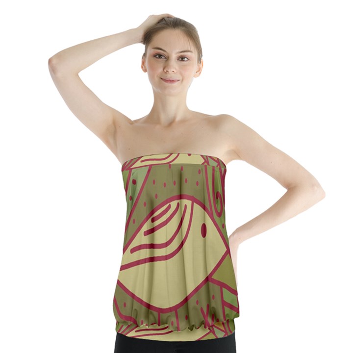 Brown bird Strapless Top