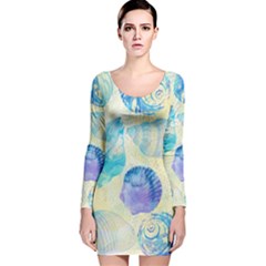 Seashells Long Sleeve Velvet Bodycon Dress by DanaeStudio