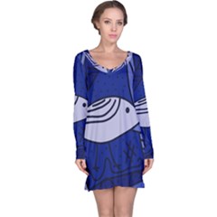 Blue Bird Long Sleeve Nightdress by Valentinaart