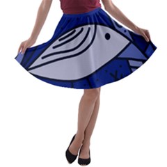 Blue Bird A-line Skater Skirt by Valentinaart