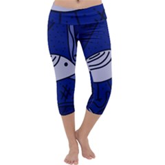 Blue Bird Capri Yoga Leggings by Valentinaart