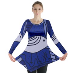 Blue Bird Long Sleeve Tunic  by Valentinaart