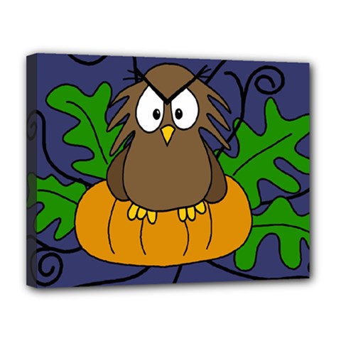 Halloween Owl And Pumpkin Canvas 14  X 11  by Valentinaart