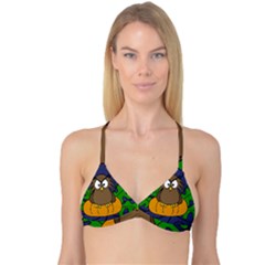 Halloween Owl And Pumpkin Reversible Tri Bikini Top by Valentinaart