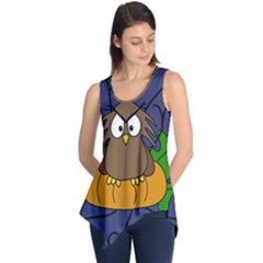 Halloween Owl And Pumpkin Sleeveless Tunic by Valentinaart