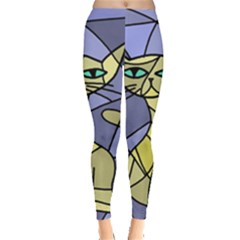 Artistic Cat - Yellow Leggings  by Valentinaart