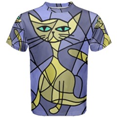 Artistic Cat - Yellow Men s Cotton Tee by Valentinaart