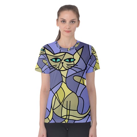 Artistic Cat - Yellow Women s Cotton Tee by Valentinaart