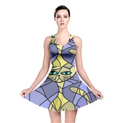 Artistic Cat - Yellow Reversible Skater Dress by Valentinaart