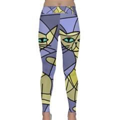 Artistic Cat - Yellow Yoga Leggings  by Valentinaart