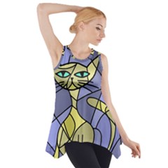 Artistic Cat - Yellow Side Drop Tank Tunic by Valentinaart