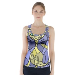 Artistic Cat - Yellow Racer Back Sports Top by Valentinaart