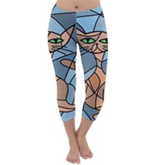 Artistic  Cat - Orange Capri Winter Leggings 