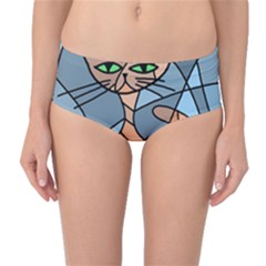 Artistic  Cat - Orange Mid-waist Bikini Bottoms by Valentinaart