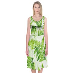 Fern Leaves Midi Sleeveless Dress