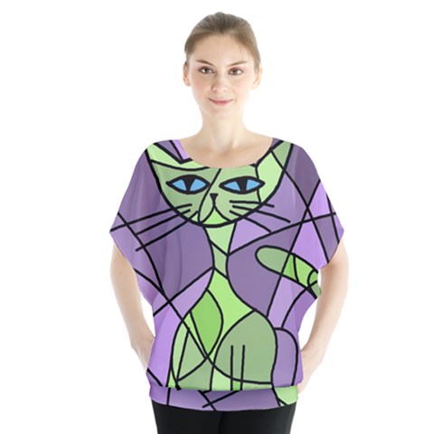 Artistic Cat - Green Blouse by Valentinaart