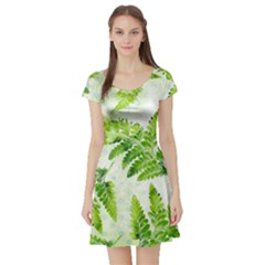 Fern Leaves Short Sleeve Skater Dress