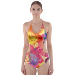 Pop Art Roses Cut-out One Piece Swimsuit