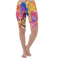 Pop Art Roses Cropped Leggings 