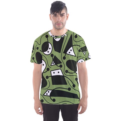 Playful Abstract Art - Green Men s Sport Mesh Tee by Valentinaart