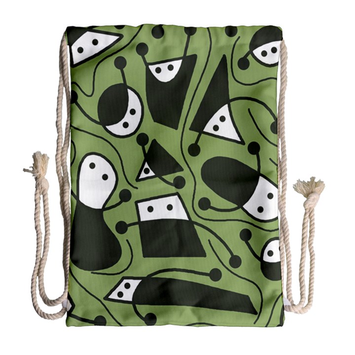 Playful abstract art - green Drawstring Bag (Large)