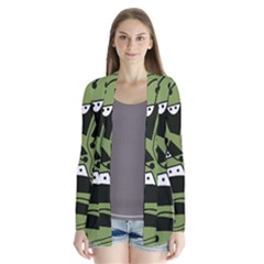 Playful Abstract Art - Green Drape Collar Cardigan by Valentinaart