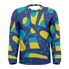 Playful Abstract Art - Blue And Yellow Men s Long Sleeve Tee