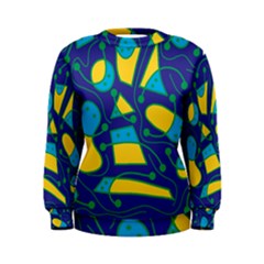 Playful Abstract Art - Blue And Yellow Women s Sweatshirt