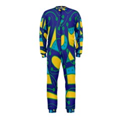 Playful Abstract Art - Blue And Yellow Onepiece Jumpsuit (kids)