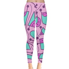 Playful Abstract Art - Pink Leggings  by Valentinaart